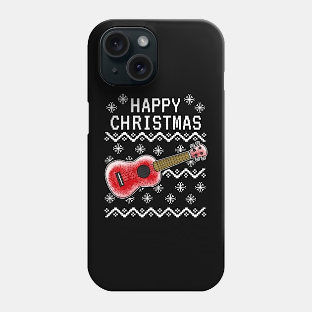 Ukulele Ugly Christmas Ukulelist Musician Xmas 2022 Phone Case by doodlerob