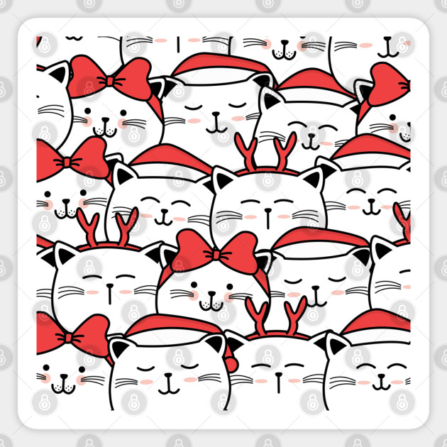Christmas Kittens Red Antlers Bows Santa Cap Christmas Cats