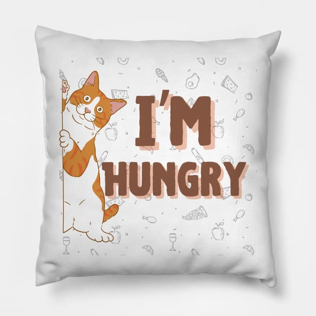 Cat im hungry Pillow by Kenartideas