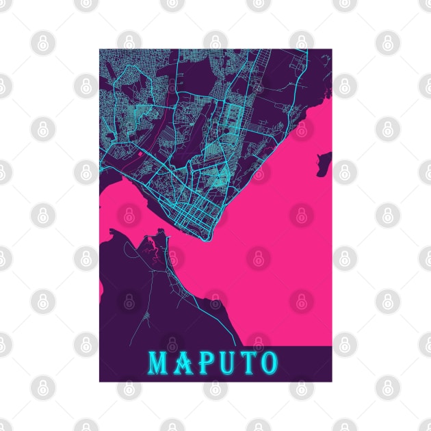 Maputo Neon City Map by tienstencil