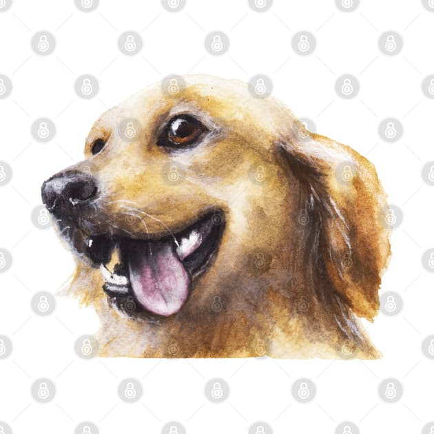 Happy Golden Retriever dog by Funsize-Art