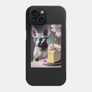 Sphynx enjoying a cake Phone Case