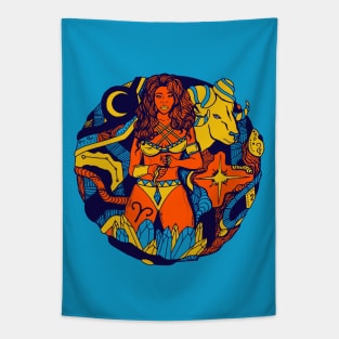 Orange Blue Aries Beauty Tapestry