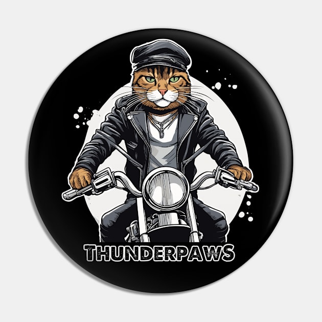 Thunderpaws Biker Cat Pin by Kingrocker Clothing