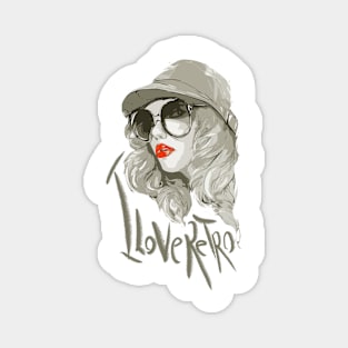 i love retro themed hat and sunglasses and girl design Magnet