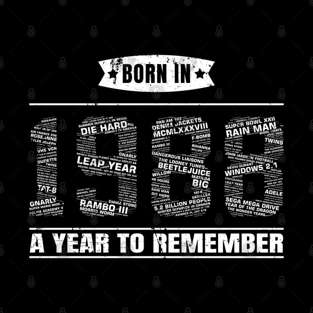 1988 Birth Year Events | 31st Birthday Gift by shirtonaut