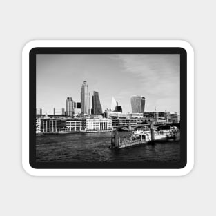 Skyscrapers Of The City Of London Over The Thames , England In Black And White Magnet