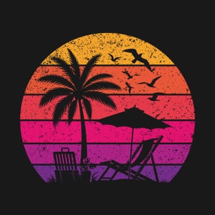 Palm Tree Beach Tropical Island Summer Vacation Girls Trip Sunset T-Shirt