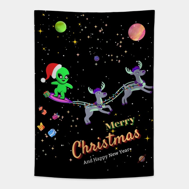 Merry Christmas Alien Tapestry by Studio468