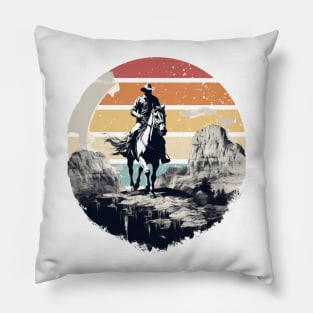 Desert Wanderer: The Solitary Ride of a Lone Cowboy Pillow