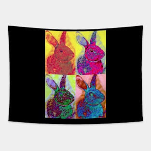 Pop Art Neon Rabbits Tapestry