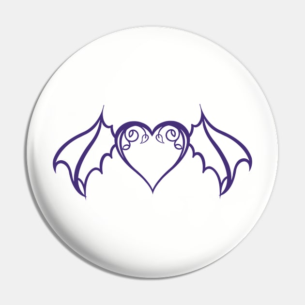 Purple Bat Heart Pin by Twisted Teeze 