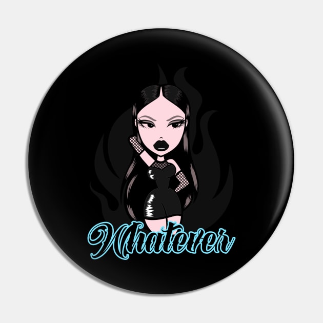 Whatever Girl Doll Black and Light Blue v10 Pin by Just In Tee Shirts