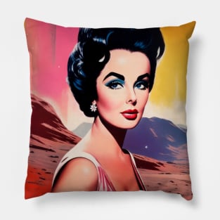 Elizabeth Midcentury Modern Galaxy Pop Art Pillow