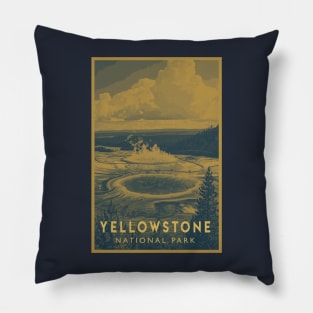 Duotone Yellowstone National Park Travel Poster Pillow