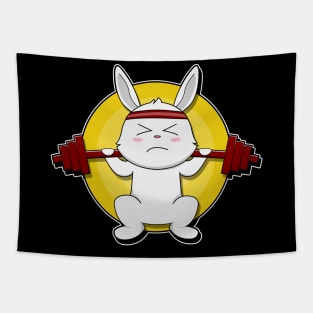 Rabbit at Bodybuilding with Barbell Tapestry