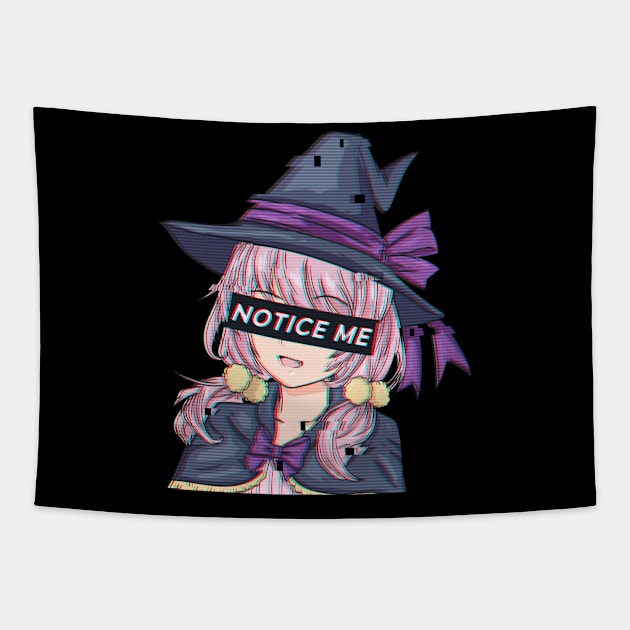 Notice Me - Japanese Chibi Anime Witchcraft Gift Tapestry by biNutz