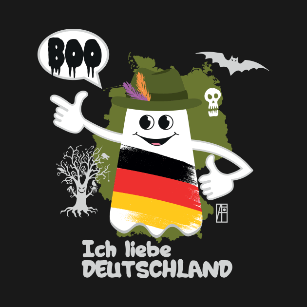 BOO GHOST with a German flag "I love Germany" - cute Halloween by ArtProjectShop