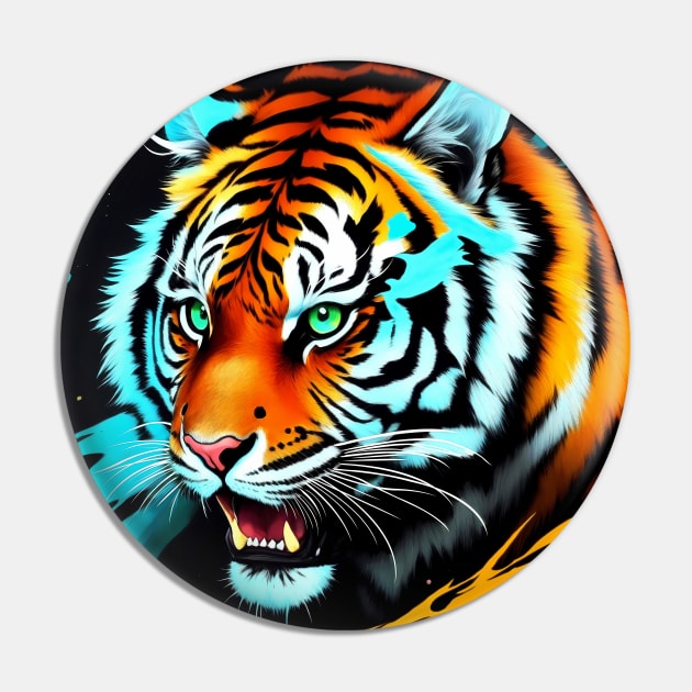 Amazing Wild Tiger Roaring Pin by Juka