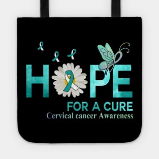 Hope For A Cure  Butterfly Flower Cervical cancer Tote