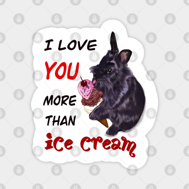 The Best Valentine’s Day Gift ideas 2022, Valentine message with lion head bunny rabbit licking ice cream with Cherry on top. Bunny Rabbits Valentine’s day Magnet by Artonmytee