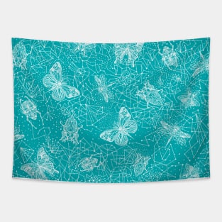 Teal Galactic Bugs Tapestry