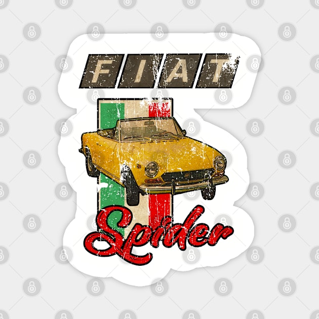 Fiat 124 Sport Spider Yellow // 1975 Vintage Magnet by Kiranamaraya