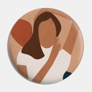 Boho Woman Illustration, Earthy Tone Pin