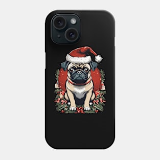 a pug in christmas hat Phone Case