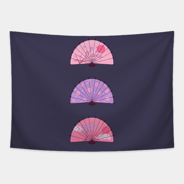 Pink and purple Japanese fans Tapestry by Home Cyn Home 