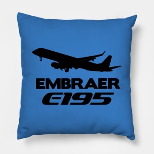 Embraer E195 Silhouette Print (Black) Pillow