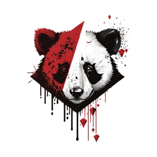 Black and Red Panda Face Unique Wildlife Design T-Shirt