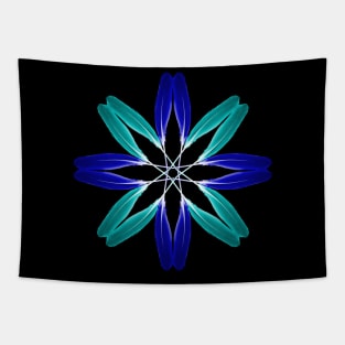 Feather Flower Blue and Teal Tapestry