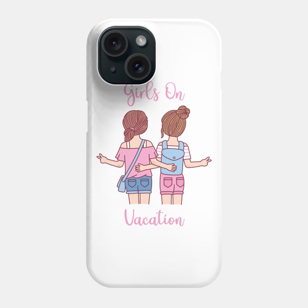 Cute Girls On Vacation Best Friends Phone Case by rustydoodle