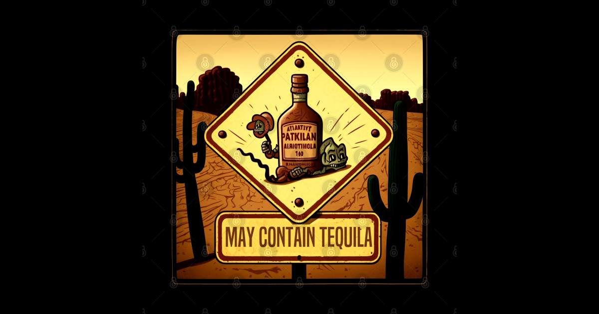 Funny Warning Sign May Contain Tequila Tequila Sticker TeePublic