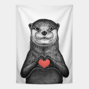 Sea otter with love Tapestry