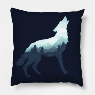 Dramabite Wolf Double Exposure Surreal Wildlife Animal Wolves Pillow