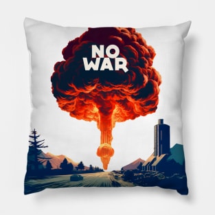 No War: World Peace Please on a light (Knocked out) background Pillow