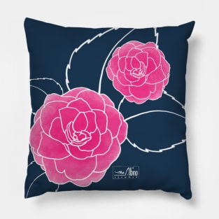 Pink Camellia Blossom in Early Winter Pillow