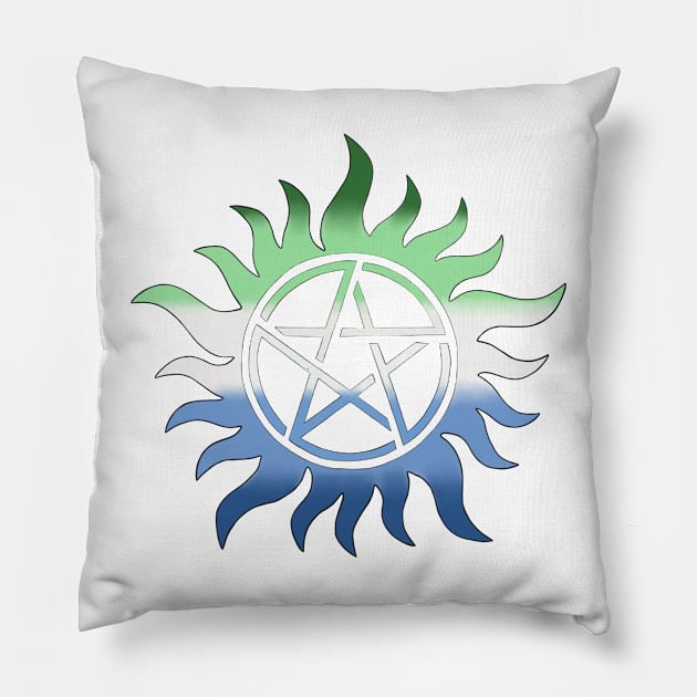 Gay Male Anti Possession Symbol Pillow by KayWinchester92