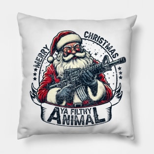 Funny Merry Christmas Ya Filthy Animal ,Christmas shirt ,Winter sign ,Holiday quote ,Retro Christmas cut file Pillow