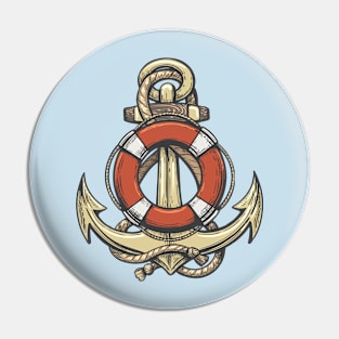 Ship Anchor and Lifebuoy Pin