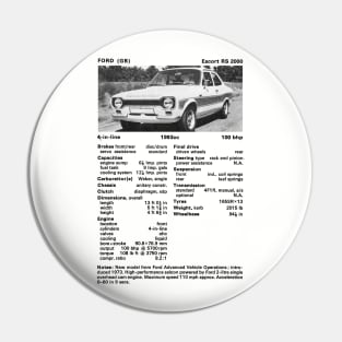 FORD ESCORT RS2000 - technical data Pin