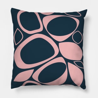 Mid Century Modern Abstract 8 Navy Blue and Soft Pink Pillow