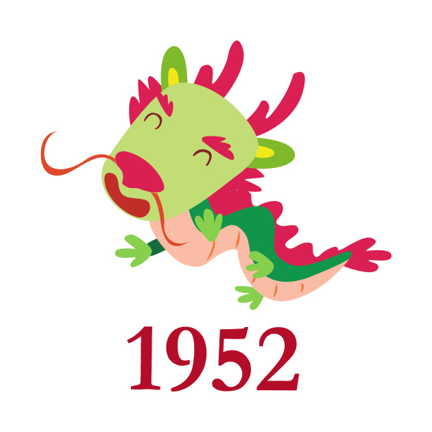 Chinese Zodiac Sign Dragon | Red green Chinese dragon | Cute Baby Dragon | 1952 by Entrai