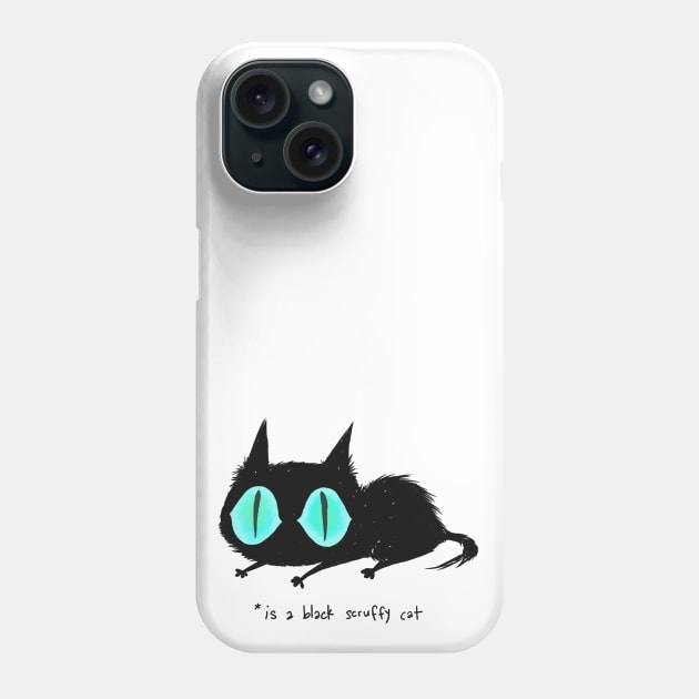 Black scruffy cat Phone Case by pandan009