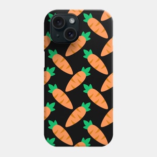 Kawaii Carrots Pattern in Black Phone Case