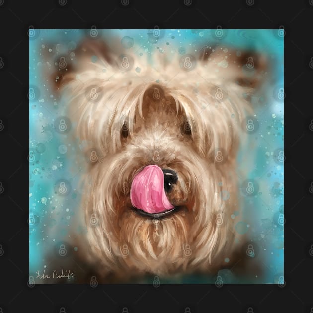 Painting of an Adorable Yorkshire Terrier with its Tongue out by ibadishi