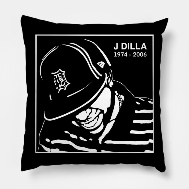 J DILLA noir Pillow by Stronghorn Designs