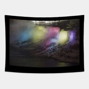 Rotating colored light display on american falls Tapestry